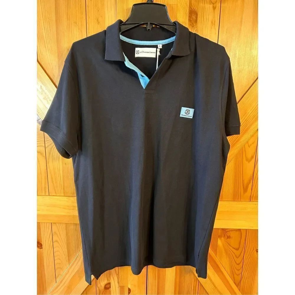 Christian Lacroix  Large Polo Shirt Black Designer Short Sleeve Cotton nwt (4463